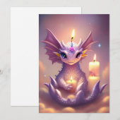 Fantasy Dragon met Verjaardagskaarsen Feestdagenkaart (Voorkant / Achterkant)