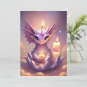 Fantasy Dragon met Verjaardagskaarsen Feestdagenkaart (Staand voorkant)