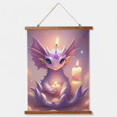 Fantasy Dragon met Verjaardagskaarsen Hangend Wandkleed (Voorkant)