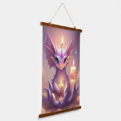 Fantasy Dragon met Verjaardagskaarsen Hangend Wandkleed (Gebogen)