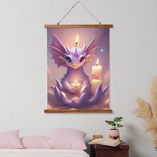 Fantasy Dragon met Verjaardagskaarsen Hangend Wandkleed (Slaapkamer)