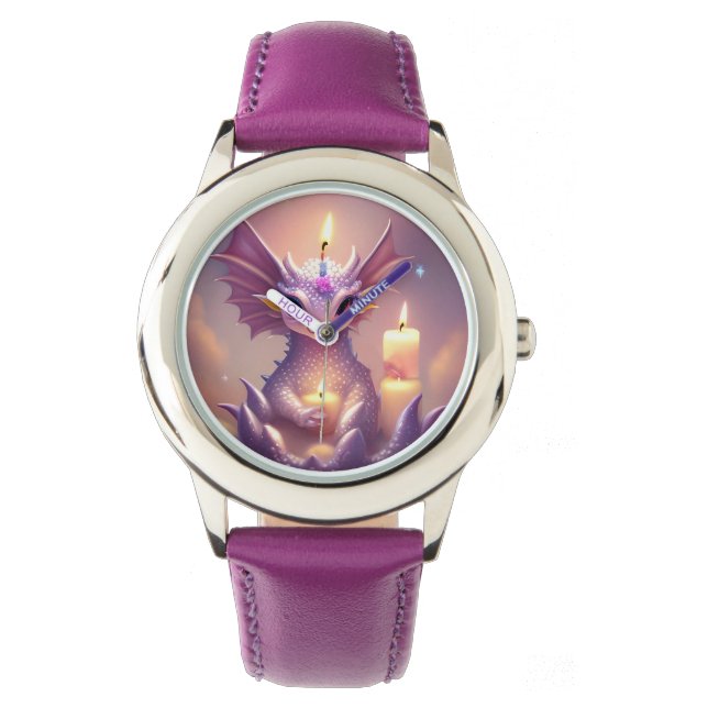 Fantasy Dragon met Verjaardagskaarsen Horloge (Voorkant)