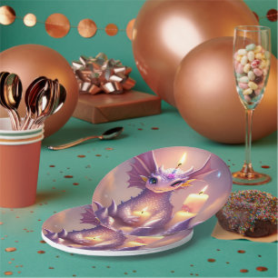 Fantasy Dragon met Verjaardagskaarsen Papieren Bordje