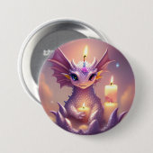 Fantasy Dragon met Verjaardagskaarsen Ronde Button 7,6 Cm (Voorkant /achterkant)
