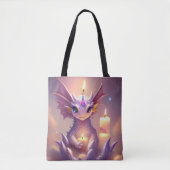 Fantasy Dragon met Verjaardagskaarsen Tote Bag (Voorkant)