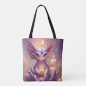 Fantasy Dragon met Verjaardagskaarsen Tote Bag (Achterkant)