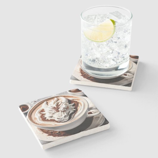 Fantasy Dragon Modern Abstract Animal Art Stenen Onderzetter (Zijkant)