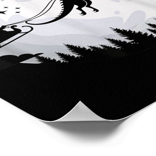 Fantasy Dragon Moon Sleigh, Santa Pulled By Dragon Poster (Hoek)