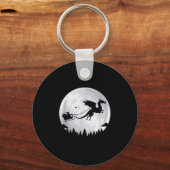 Fantasy Dragon Moon Sleigh, Santa Pulled By Dragon Sleutelhanger (Voorkant)
