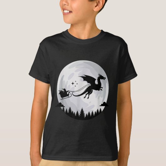 Fantasy Dragon Moon Sleigh, Santa Pulled By Dragon T-shirt (Voorkant)