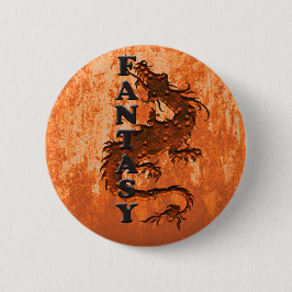 FANTASY dragon on on roest Ronde Button 5,7 Cm