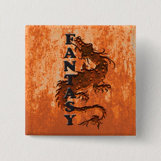 FANTASY dragon on on roest Vierkante Button 5,1 Cm (Voorkant)