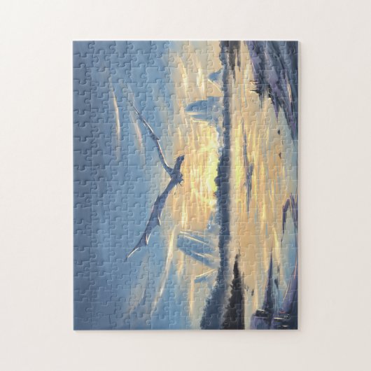 Fantasy dragon over het zee legpuzzel (Verticaal)