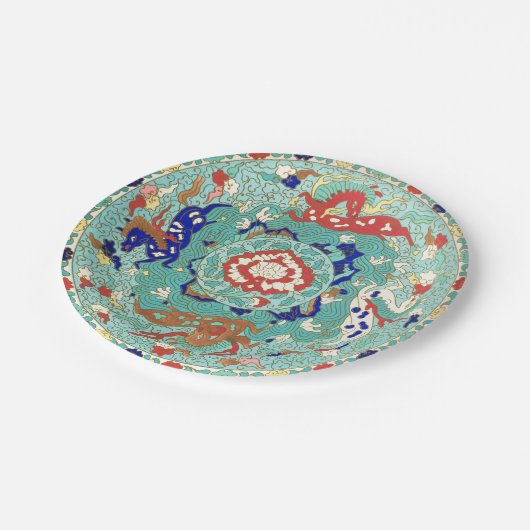 Fantasy Dragon Print Paper Borden, 7 inch Papieren Bordje (Gekanteld)