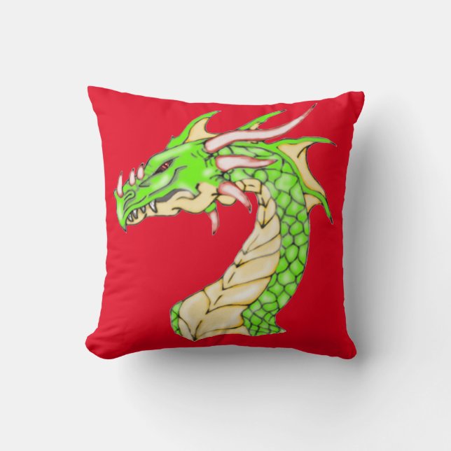 Fantasy Dragon Red Square Sierkussen (Voorkant)