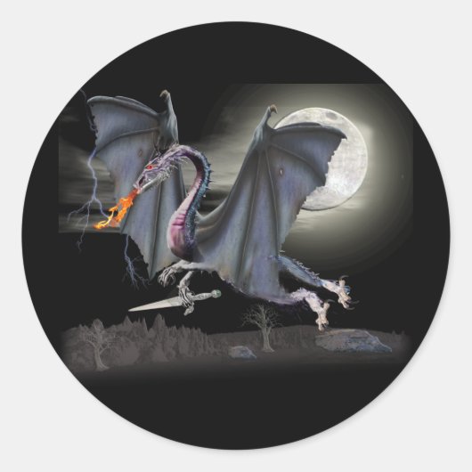 Fantasy dragon ronde sticker (Voorkant)