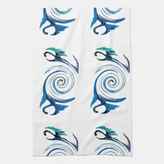 Fantasy Dragon Swirl Theedoek (Verticaal)