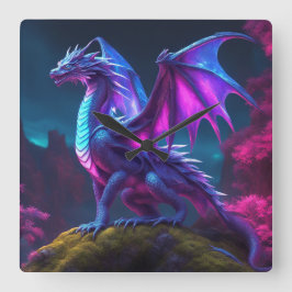 "Fantasy Dragon" Vierkante Klok