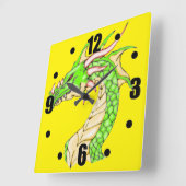 Fantasy Dragon Wall Vierkante Klok (Hoek)