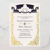 Fantasy Dragon Wedding Folie Uitnodiging (Voorkant)