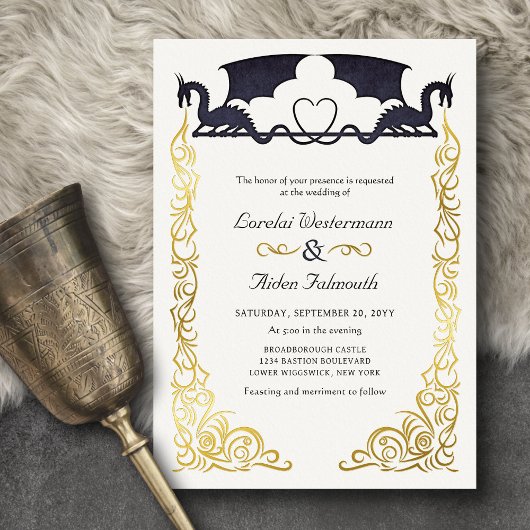 Fantasy Dragon Wedding Folie Uitnodiging