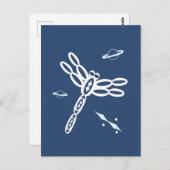 Fantasy Dragonfly and OuterSpace Rift, blue, white Briefkaart (Voorkant / Achterkant)