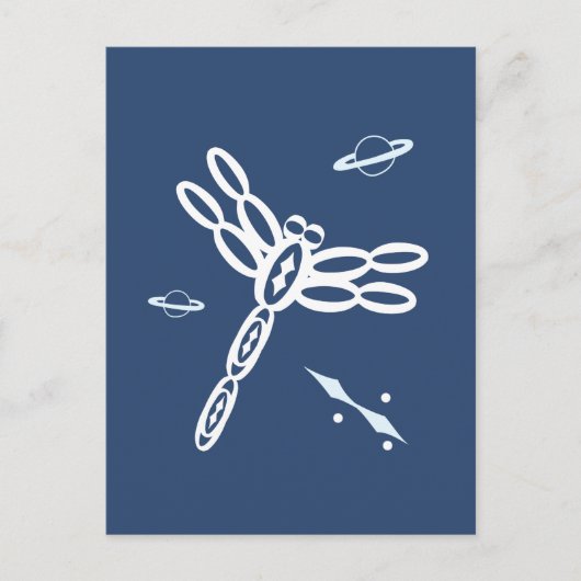 Fantasy Dragonfly and OuterSpace Rift, blue, white Briefkaart (Voorkant)