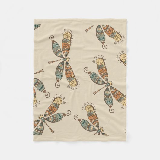 Fantasy Dragonfly Fleece Deken (Voorkant)
