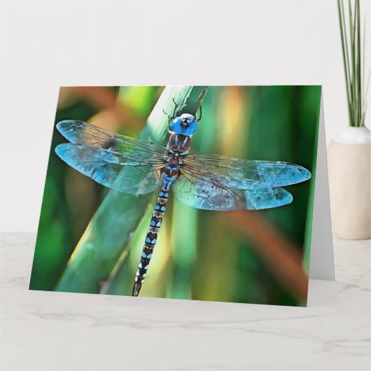 Fantasy Dragonfly in Turquoise en Black Bedankkaart (Voorkant)