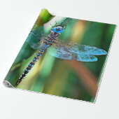 Fantasy Dragonfly in Turquoise en Black Cadeaupapier (Uitgerold)