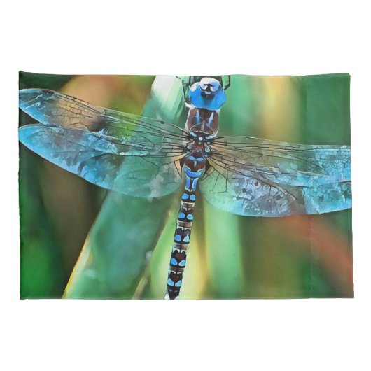 Fantasy Dragonfly in Turquoise en Black Kussensloop (Achterkant-Rechts)