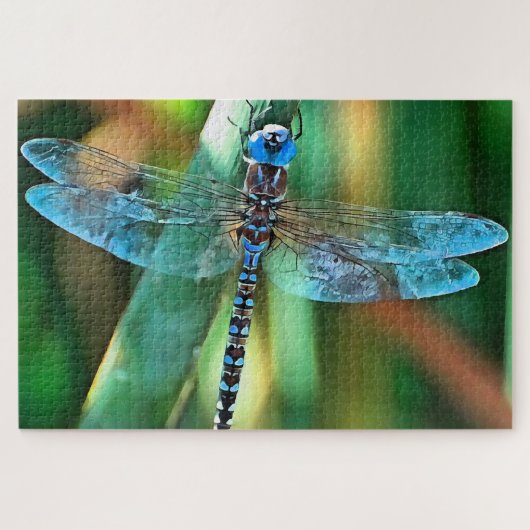 Fantasy Dragonfly in Turquoise en Black Legpuzzel (Horizontaal)