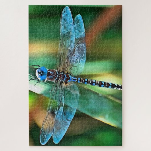 Fantasy Dragonfly in Turquoise en Black Legpuzzel (Verticaal)