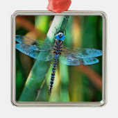 Fantasy Dragonfly in Turquoise en Black Metalen Ornament (Voorkant)