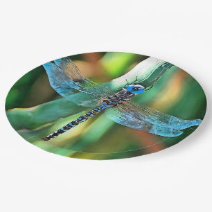 Fantasy Dragonfly in Turquoise en Black Papieren Bordje