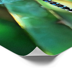 Fantasy Dragonfly in Turquoise en Black Poster