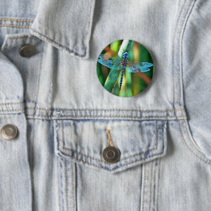 Fantasy Dragonfly in Turquoise en Black Ronde Button 5,7 Cm