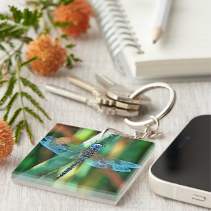 Fantasy Dragonfly in Turquoise en Black Sleutelhanger