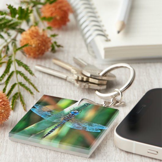 Fantasy Dragonfly in Turquoise en Black Sleutelhanger (Voorkant Rechts)