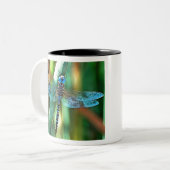 Fantasy Dragonfly in Turquoise en Black Tweekleurige Koffiemok (Voorkant links)