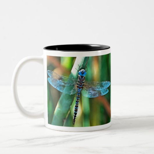 Fantasy Dragonfly in Turquoise en Black Tweekleurige Koffiemok (Links)
