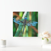 Fantasy Dragonfly in Turquoise en Black Vierkante Klok (Huis)