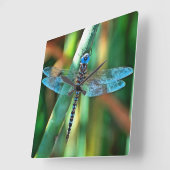 Fantasy Dragonfly in Turquoise en Black Vierkante Klok (Hoek)