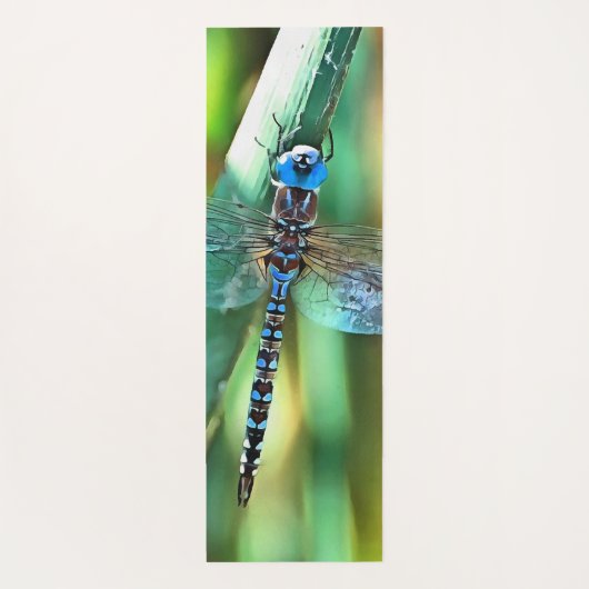 Fantasy Dragonfly in Turquoise en Black Yogamat (Achterkant)