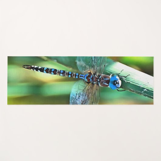 Fantasy Dragonfly in Turquoise en Black Yogamat (Voorkant (horizontaal))