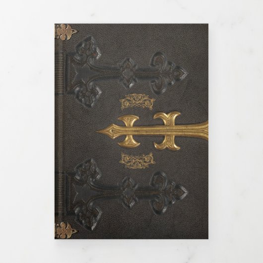 Fantasy Dragons en Castle Fairytale Wedding Drieluik Uitnodiging (Cover)