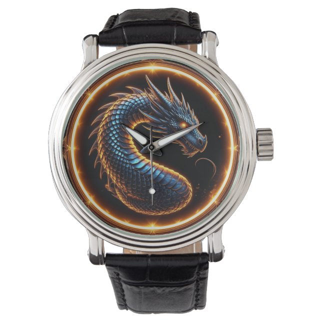 ✨ Fantasy Draken Crest Ring Frame Embleem ✨ Horloge (Voorkant)