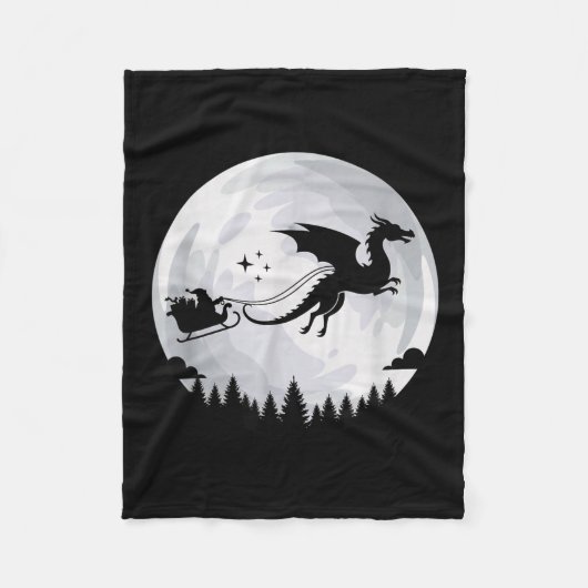 Fantasy Draken Maan Slede, Sinterklaas Getrokken D Fleece Deken (Voorkant)
