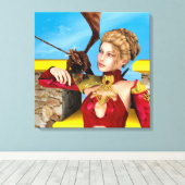 Fantasy Draken Prinses Digitale Kunst Canvas Afdruk (Insitu (Houten vloer))