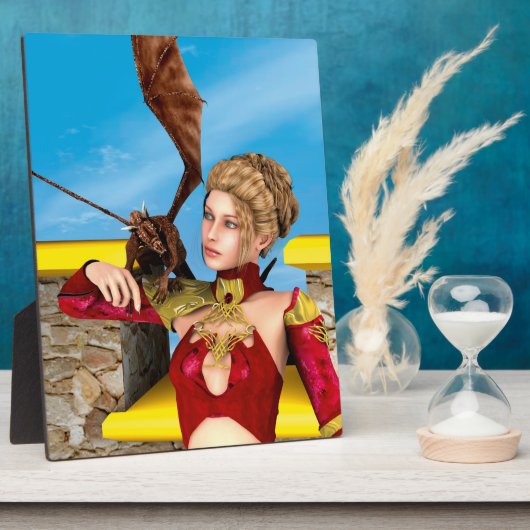 Fantasy Draken Prinses Digitale Kunst Fotoplaat (Zijkant)